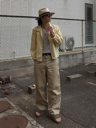 「MRFATMAN（ミスターファットマン）のTWO DOLLAR FINE RAFFIA（ハット）」を使った、yusuke    さん（メンズ・173cm）の夏コーディネート