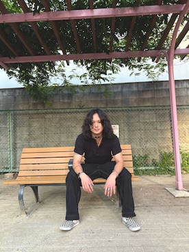 「アイテム（スリッポン）」を使った、caaaaaaatherさん（メンズ・172cm）の秋コーディネート