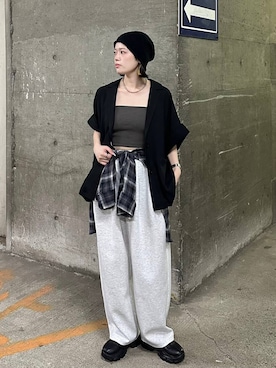 「アイテム（スウェットパンツ）」を使った、mikaさん（レディース・163cm・20代）の夏コーディネート