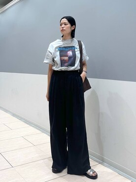 「アイテム（ボディバッグ/ウエストポーチ、ブラウン系）」を使った、mikaさん（レディース・163cm）の夏コーディネート