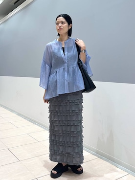 「ロングヘア」｜「アイテム（サンダル）」を使った、mikaさん（レディース・163cm）の夏コーディネート