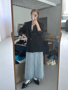 「アイテム（ニットキャップ/ビーニー、グレー系）」を使った、mikaさん（レディース・163cm）の冬コーディネート