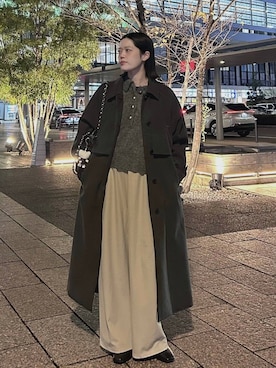 「アイテム（ステンカラーコート）」を使った、mikaさん（レディース・163cm・20代）の冬コーディネート