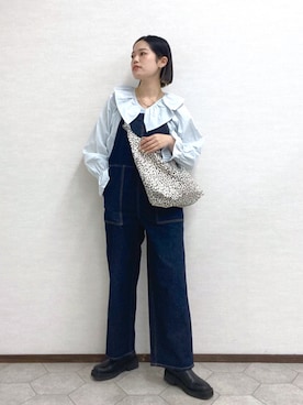 「ローリーズファーム(LOWRYS FARM)」｜「アイテム（オールインワン・サロペット）」を使った、mikaさん（レディース・163cm）の冬コーディネート