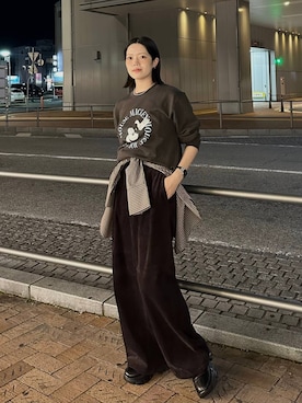 「LOWRYS FARM（ローリーズファーム）のビックボウタイチェックシャツ  573050（シャツ/ブラウス）」を使った、mikaさん（レディース・163cm）の秋コーディネート