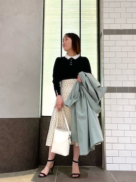 「NOLLEY’S（ノーリーズ）のアイテム（トレンチコート）」を使った、Hori.Aさん（レディース・158cm）の冬コーディネート