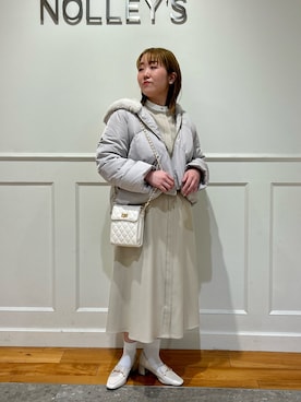 「NOLLEY’S（ノーリーズ）のアイテム（ダウンジャケット/コート）」を使った、Hori.Aさん（レディース・158cm）の冬コーディネート
