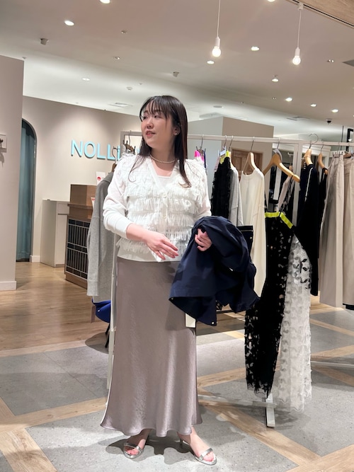 NOLLEY'S（ノーリーズ） カーディガン 「手洗い可能」チュールフリンジ