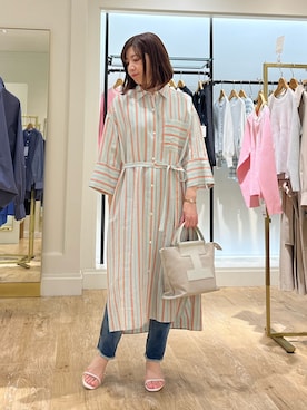 「春カラー」｜「アイテム（シャツワンピース）」を使った、ITOさん（レディース・156cm）の春コーディネート