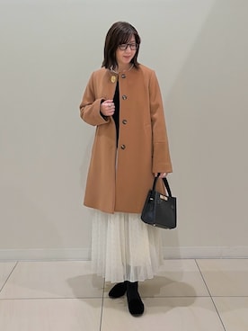 「アイテム（ノーカラーコート）」を使った、ITOさん（レディース・156cm）の冬コーディネート