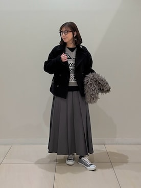 「アイテム（ピーコート）」を使った、ITOさん（レディース・156cm）の冬コーディネート