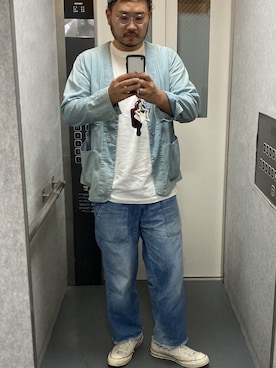 「JOURNAL STANDARD（ジャーナルスタンダード）のアイテム（デニムパンツ、ブルー系）」を使った、Texas  Steakさん（メンズ）の冬コーディネート
