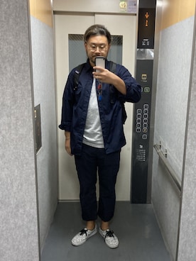 「UNITED ARROWS（ユナイテッドアローズ）のアイテム（カーゴパンツ）」を使った、Texas  Steakさん（メンズ・178cm）の冬コーディネート