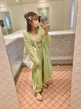 「niko and...（ニコアンド）のアイテム（ワンピース、グリーン系）」を使った、creamyayanoさん（レディース・159cm）の冬コーディネート