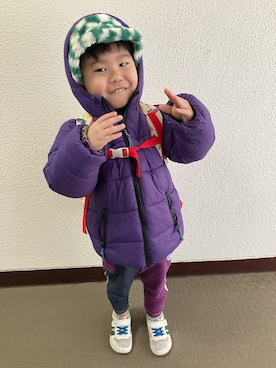 「MARKEY'S（マーキーズ）のアイテム（ブルゾン、パープル系）」を使った、りんちゃんのさん（キッズ・100cm）の春コーディネート