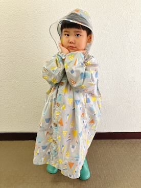 「MARKEY'S（マーキーズ）のアイテム（レインシューズ、グリーン系）」を使った、りんちゃんのさん（キッズ・110cm）の秋コーディネート