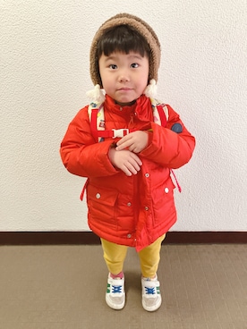 「UNITED ARROWS（ユナイテッドアローズ）のアイテム（ブルゾン、レッド系）」を使った、りんちゃんのさん（キッズ・100cm）の春コーディネート