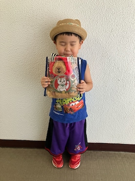 「アイテム（帽子）」を使った、りんちゃんのさん（キッズ・100cm）の夏コーディネート
