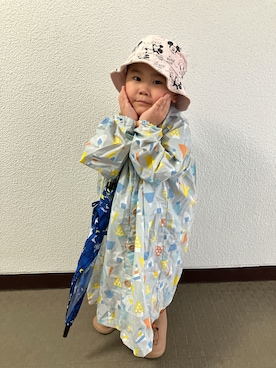 「西松屋（ニシマツヤ）のアイテム（その他、ブルー系）」を使った、りんちゃんのさん（キッズ・100cm）の夏コーディネート