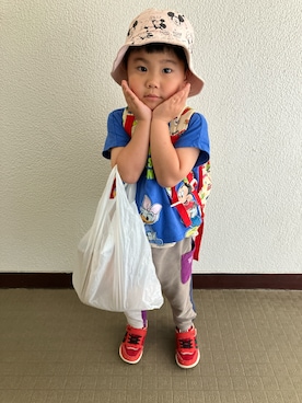 「MARKEY'S（マーキーズ）のアイテム（スウェットパンツ、グレー系）」を使った、りんちゃんのさん（キッズ・100cm）の夏コーディネート