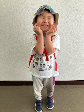 「MARKEY'S（マーキーズ）のアイテム（スウェットパンツ、グレー系）」を使った、りんちゃんのさん（キッズ・110cm）の夏コーディネート
