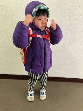 「MARKEY'S（マーキーズ）のアイテム（ブルゾン、パープル系）」を使った、りんちゃんのさん（キッズ・100cm）の春コーディネート