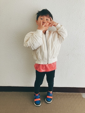 「アイテム（MA-1）」を使った、りんちゃんのさん（キッズ・100cm）の秋コーディネート