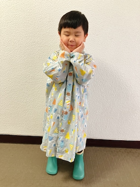 「MARKEY'S（マーキーズ）のアイテム（レインシューズ、グリーン系）」を使った、りんちゃんのさん（キッズ・110cm）の秋コーディネート