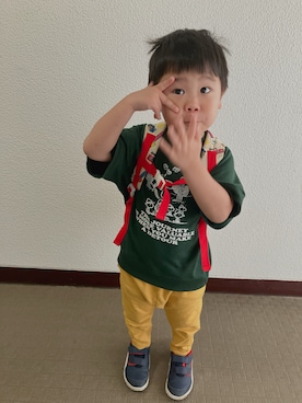 「アイテム（Tシャツ/カットソー）」を使った、りんちゃんのさん（キッズ・100cm）の秋コーディネート