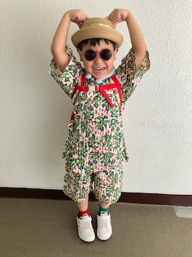 「MARKEY'S（マーキーズ）のアイテム（和装小物、グリーン系）」を使った、りんちゃんのさん（キッズ・110cm）の夏コーディネート