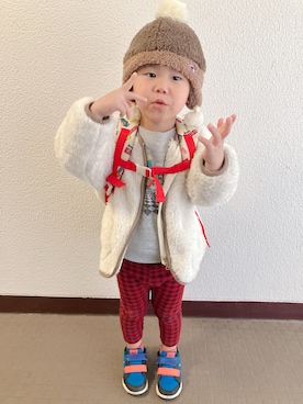 「アイテム（ニットキャップ/ビーニー）」を使った、りんちゃんのさん（キッズ・100cm）の冬コーディネート