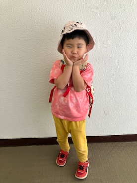 「IFME（イフミー）のアイテム（スニーカー、レッド系）」を使った、りんちゃんのさん（キッズ・100cm）の夏コーディネート