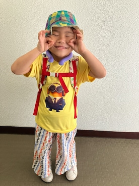 「WIGGLE WIGGLE（ウィグルウィグル）のアイテム（パンツ、ホワイト系）」を使った、りんちゃんのさん（キッズ・110cm）の夏コーディネート
