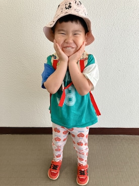 「MARKEY'S（マーキーズ）のアイテム（パンツ、ホワイト系）」を使った、りんちゃんのさん（キッズ・100cm）の夏コーディネート