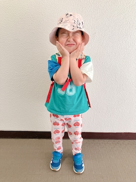 「MARKEY'S（マーキーズ）のアイテム（パンツ、ホワイト系）」を使った、りんちゃんのさん（キッズ・100cm）の夏コーディネート