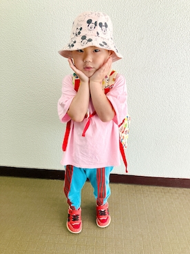「MARKEY'S（マーキーズ）のアイテム（スウェットパンツ、ブルー系）」を使った、りんちゃんのさん（キッズ・100cm）の夏コーディネート