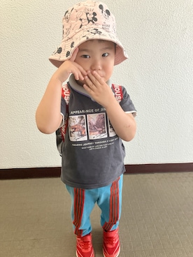 「MARKEY'S（マーキーズ）のアイテム（スウェットパンツ）」を使った、りんちゃんのさん（キッズ・100cm）の夏コーディネート