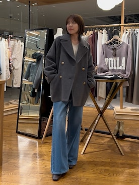 「アイテム（ピーコート）」を使った、ｍｉｎａｍｉさん（レディース・160cm）の秋コーディネート