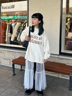 「CPCM（シーピーシーエム）のアイテム（スウェット）」を使った、leenaiさん（レディース・150cm）の秋コーディネート