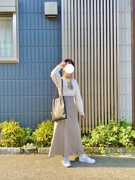 「春服デビュー宣言」｜「アイテム（スカート）」を使った、ととさん（レディース・159cm）の冬コーディネート