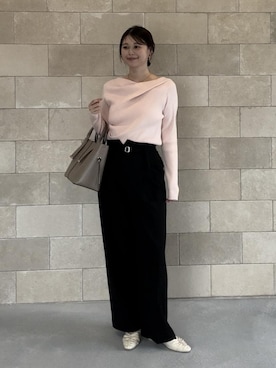 「VIS（ビス）のもちもちドレープリブニットトップス/イージーケア（ニット/セーター）」を使った、yuiさん（レディース・167cm）の秋コーディネート