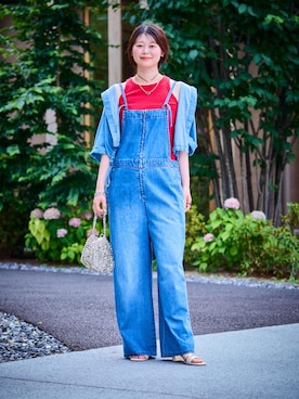 「アイテム（オールインワン・サロペット、ブルー系）」を使った、yuiさん（レディース・167cm）の夏コーディネート