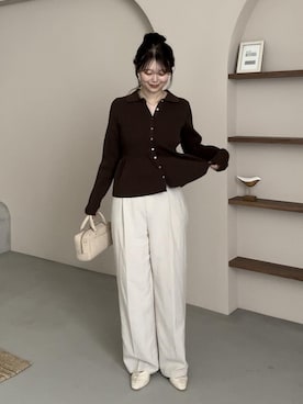 「ブラウンコーデ」｜「アイテム（カーディガン/ボレロ）」を使った、yuiさん（レディース・167cm）の夏コーディネート