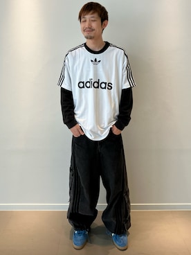 「adidas（アディダス）のアディカラー 半袖Tシャツ / アディダスオリジナルス adidas Originals（Tシャツ/カットソー、ホワイト系）」を使った、YUさん（メンズ・171cm）の春コーディネート