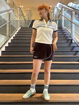 「スコート」｜「アイテム（シューズ）」を使った、mikuさん（レディース・153cm）の夏コーディネート