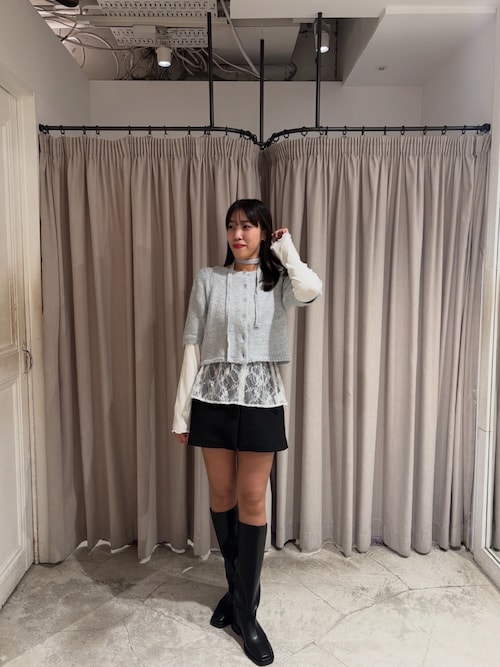 mystic スクエアトゥロングブーツ　ブラウン　37 2025 AW mystic（ミスティック） ブーツ スクエアトゥロングブーツ レディース