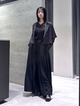 「HARE（ハレ）のHAKAMAプリーツパンツ(HARE)（その他パンツ、ブラック系）」を使った、ぽんさん（レディース・155cm）の夏コーディネート
