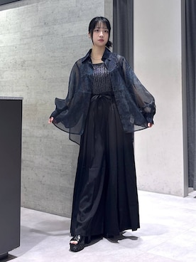 「HARE（ハレ）のHAKAMAプリーツパンツ(HARE)（その他パンツ、ブラック系）」を使った、ぽんさん（レディース・155cm）の夏コーディネート