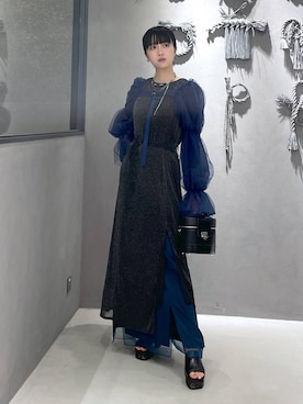 「アイテム（アクセサリー、ブラック系）」を使った、ぽんさん（レディース・155cm）の夏コーディネート