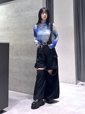 「HARE（ハレ）の【新世紀エヴァンゲリオン×HARE】シアーカットLS(HARE)（Tシャツ/カットソー、ホワイト系）」を使った、ぽんさん（レディース・155cm）の夏コーディネート